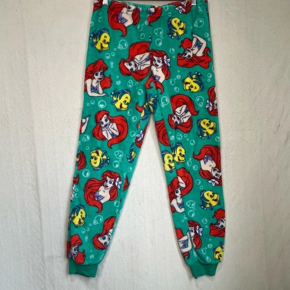 Disney Fleece Little Mermaid Ariel Pajamas Set Sz Small Blue - Picture 9 of 16